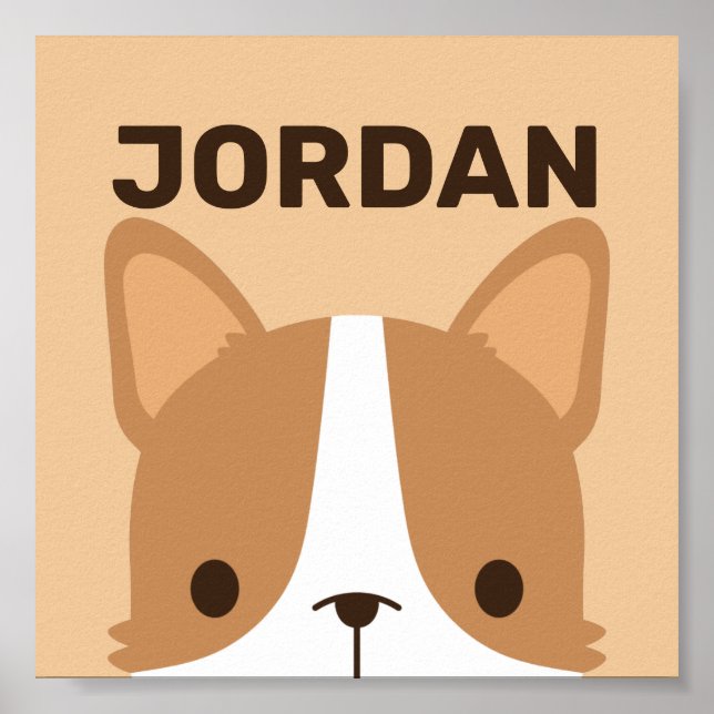 Poster Cartaz de Corgi Fofo com Nome Personalizado (Frente)