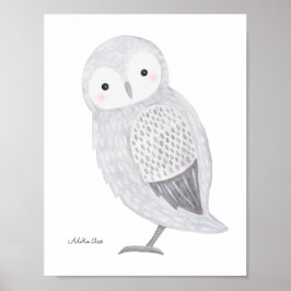 Póster Cartaz de Coruja Coruja da Neve Ilustração Arte pa