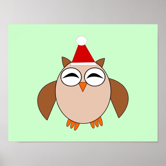 Póster Cartaz de Coruja de Natal Fofo (Frente)
