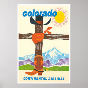 Poster Cartaz de Cowboy da Arte Ocidental de Colorado