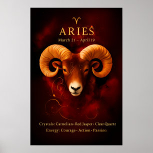 Poster Cartaz de Cristal do Zodíaco de Áries em Papel (Se