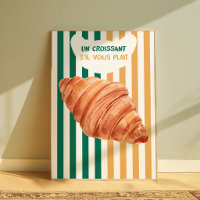 Cartaz de Croissant Padaria Francesa Arte para Par