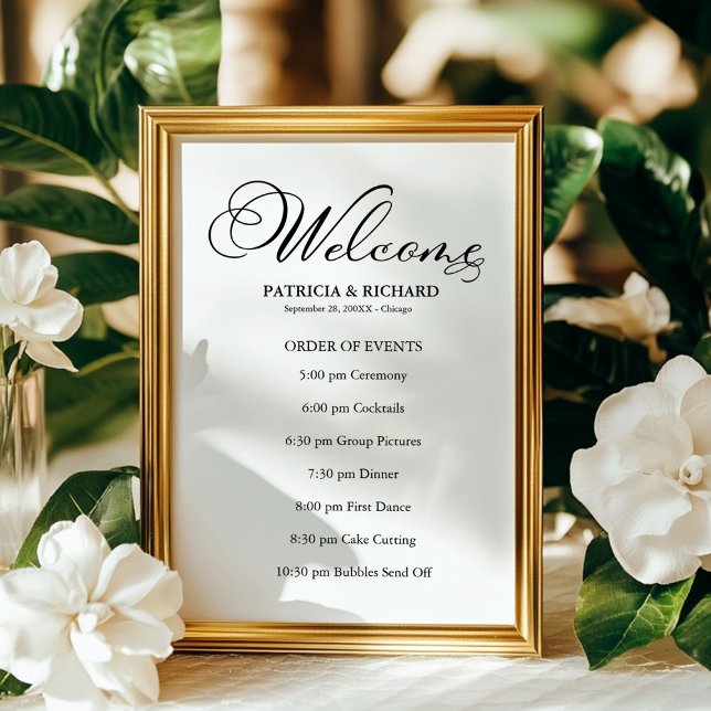 Poster Cartaz de Cronologia de Casamento Elegante Ordem d (Criador carregado)