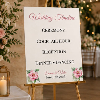 Poster Cartaz de Cronologia de Casamento Floral Personali