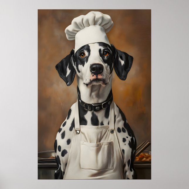 Poster Cartaz de dálmata com chapéu de chef, Cartaz de an (Frente)