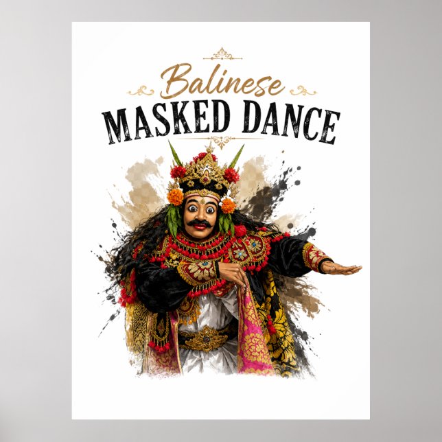 Poster Cartaz de Dança Mascarada Balinesa (Frente)