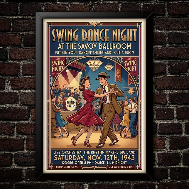 Poster Cartaz de Dança Swing Vintage (Criador carregado)