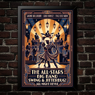Poster Cartaz de Dança Swing Vintage