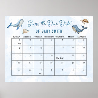 Poster Cartaz de Data Provável de Chuveiro de Bebê Sob o