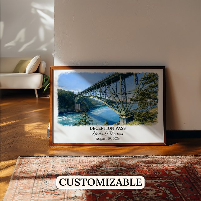 Poster Cartaz de Deception Pass Washington, Aquarela, Cus (Criador carregado)