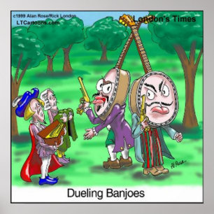 Póster Cartaz de desenho animado engraçado de Banjoes Dua
