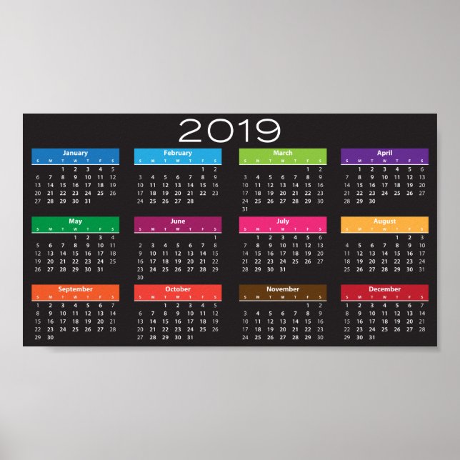 Poster Cartaz de Design de Calendário de 2019 (Frente)