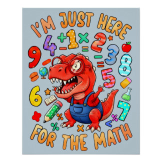 Póster Cartaz de dinossauro de matemática engraçado para