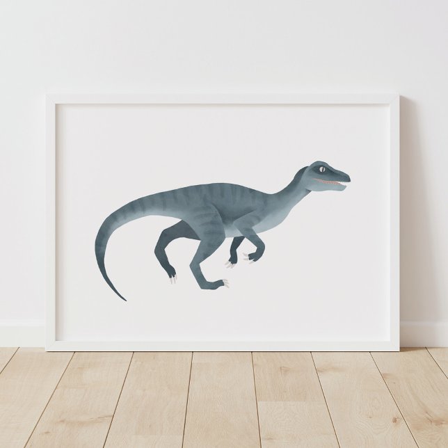 Poster Cartaz de Dinossauro Raptor Azul para Quarto de Cr (Criador carregado)