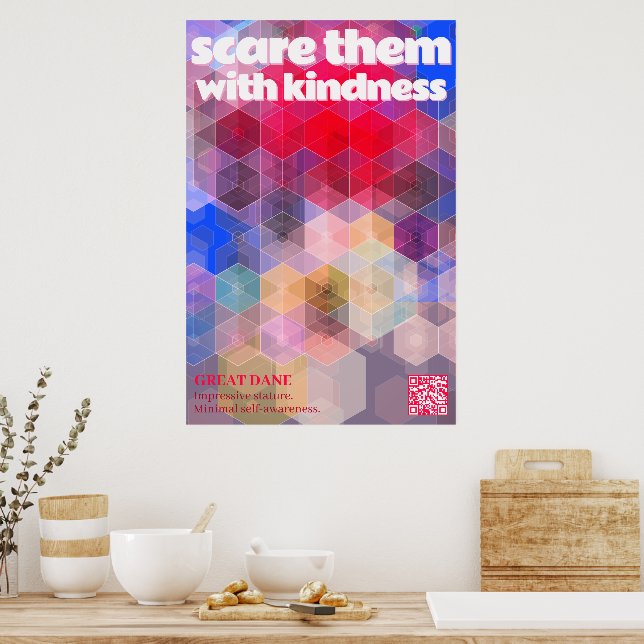 Poster Cartaz de Dogue Alemão Assuste-os com gentileza (Cozinha)