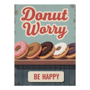 Póster Cartaz de Donut Vintage – Arte de Parede de Sobrem