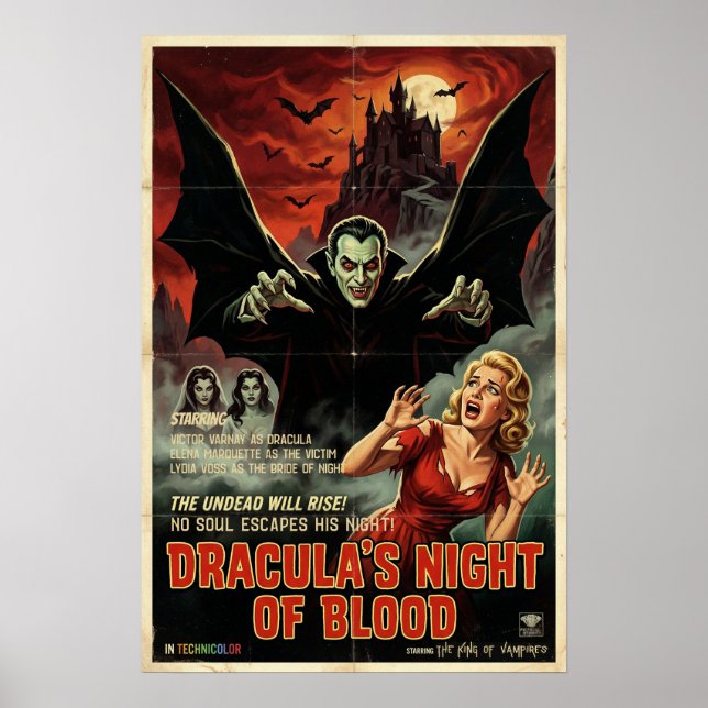 Poster Cartaz de Drácula Vampiro Gótico Horror Arte Assus (Frente)