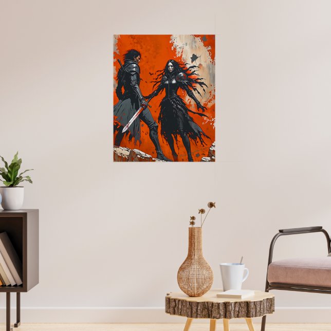 Poster Cartaz de Duelo de Cavaleiro Gótico – Arte de Fant (Sala de Estar 3)