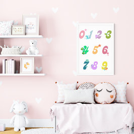 Poster Cartaz de Educação Infantil Número Animais Marinho