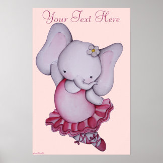 Póster Cartaz de Elefante Bailarina para Crianças