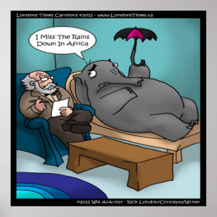 Póster Cartaz de Elefante Engraçado em Terapia