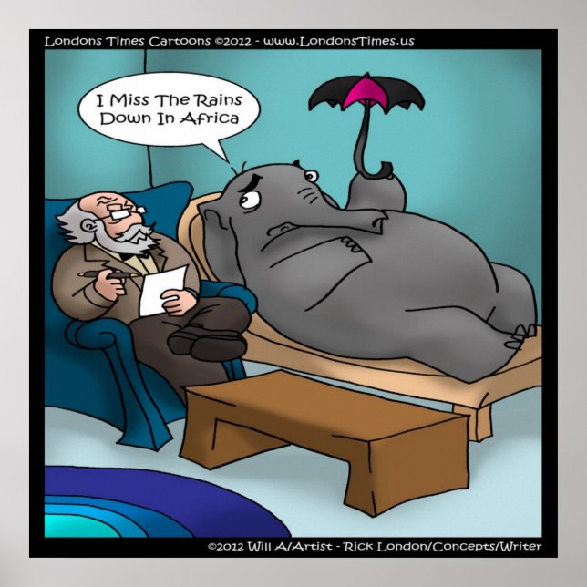 Póster Cartaz de Elefante Engraçado em Terapia (Frente)