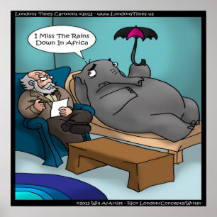 Poster Cartaz de Elefante Engraçado em Terapia