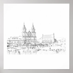 Poster Cartaz de Esboço de Arquitetura Estilizada de Mins