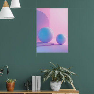 Poster Cartaz de esfera geométrica 3D Pastel | Lave Rosa