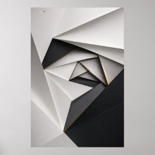 Poster Cartaz de Espiral de Origami Monocromático
