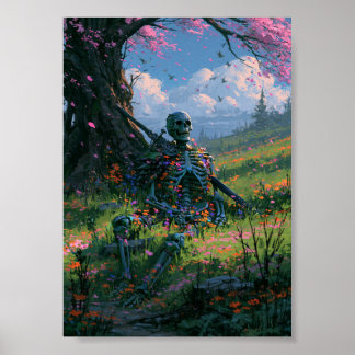Poster Cartaz de Esqueleto Descansando de Fantasia Sombri