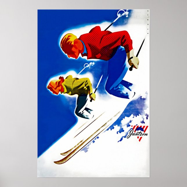 Poster Cartaz de Esqui Arte de Esqui Presente de Esquiado (Frente)