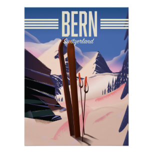 Póster Cartaz de esqui Berna Suíça