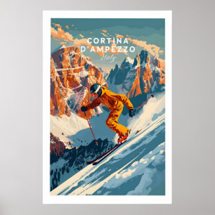 Poster Cartaz de Esqui Cortina dampezzo 1
