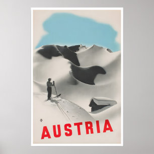 Poster Cartaz de Esqui da Áustria Arte Austríaca Viagem V