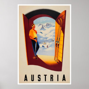 Poster Cartaz de Esqui da Áustria Arte Esportiva Impressã