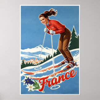 Poster Cartaz de Esqui da França