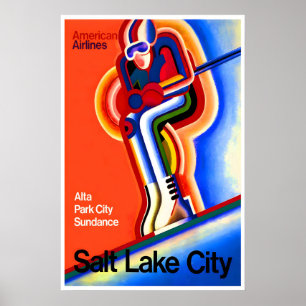 Poster Cartaz de Esqui de Arte da Cidade do Lago Salgado