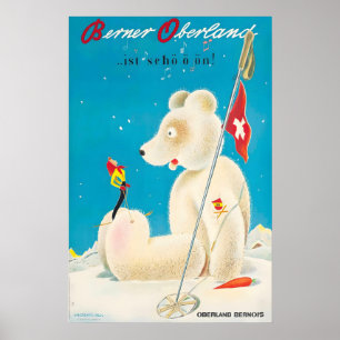 Poster Cartaz de Esqui de Inverno de Bernese Oberland Suí