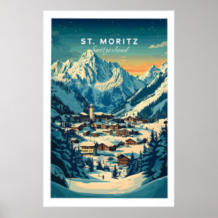 Poster Cartaz de Esqui de St Moritz - Suíça 1
