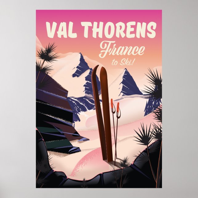 Poster Cartaz de esqui de Val Thorens, França (Frente)