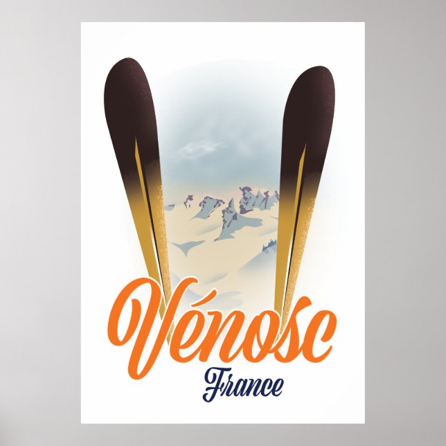 Poster Cartaz de esqui de Vénosc, França (Frente)