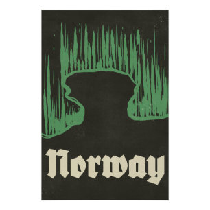 Póster cartaz de esqui de viagem na Noruega