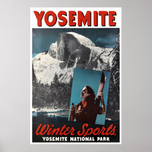Poster Cartaz de Esqui de Yosemite Arte de Viagem Esporte