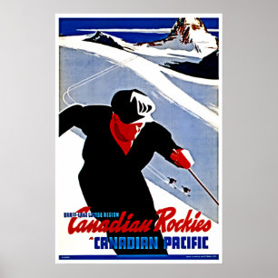 Poster Cartaz de Esqui do Canadá Banff Arte Lago Louise I