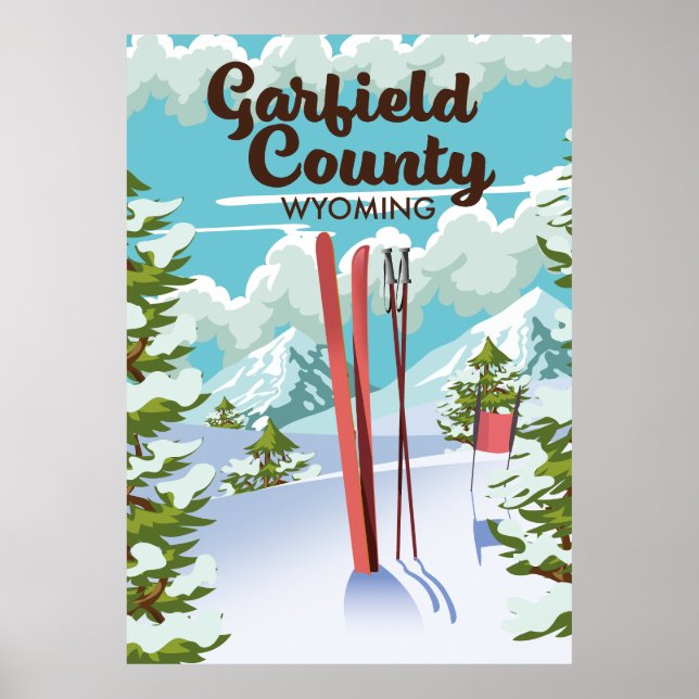 Poster Cartaz de esqui do Condado de Garfield Wyoming (Frente)