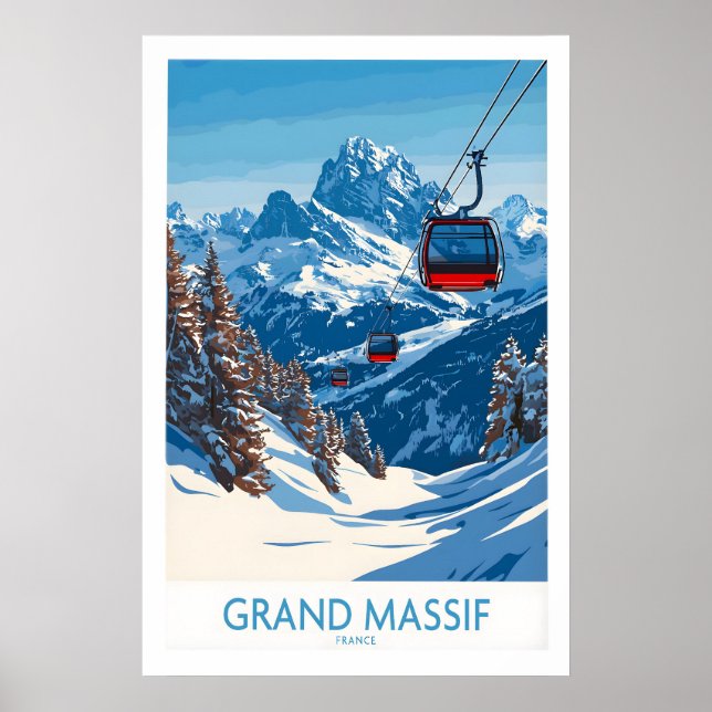 Poster Cartaz de Esqui do Grand Massif 1 (Frente)