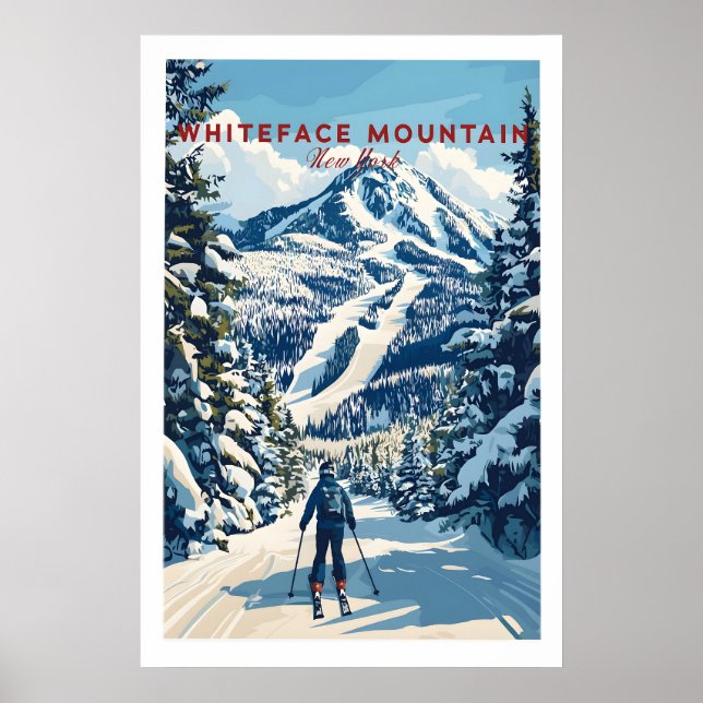 Poster Cartaz de Esqui do Monte Whiteface 1 (Frente)