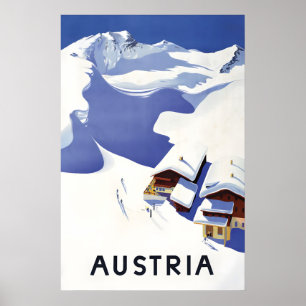 Poster Cartaz de esqui dos Alpes da Áustria Vintage Impre