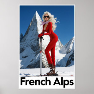 Poster cartaz de esqui dos Alpes franceses